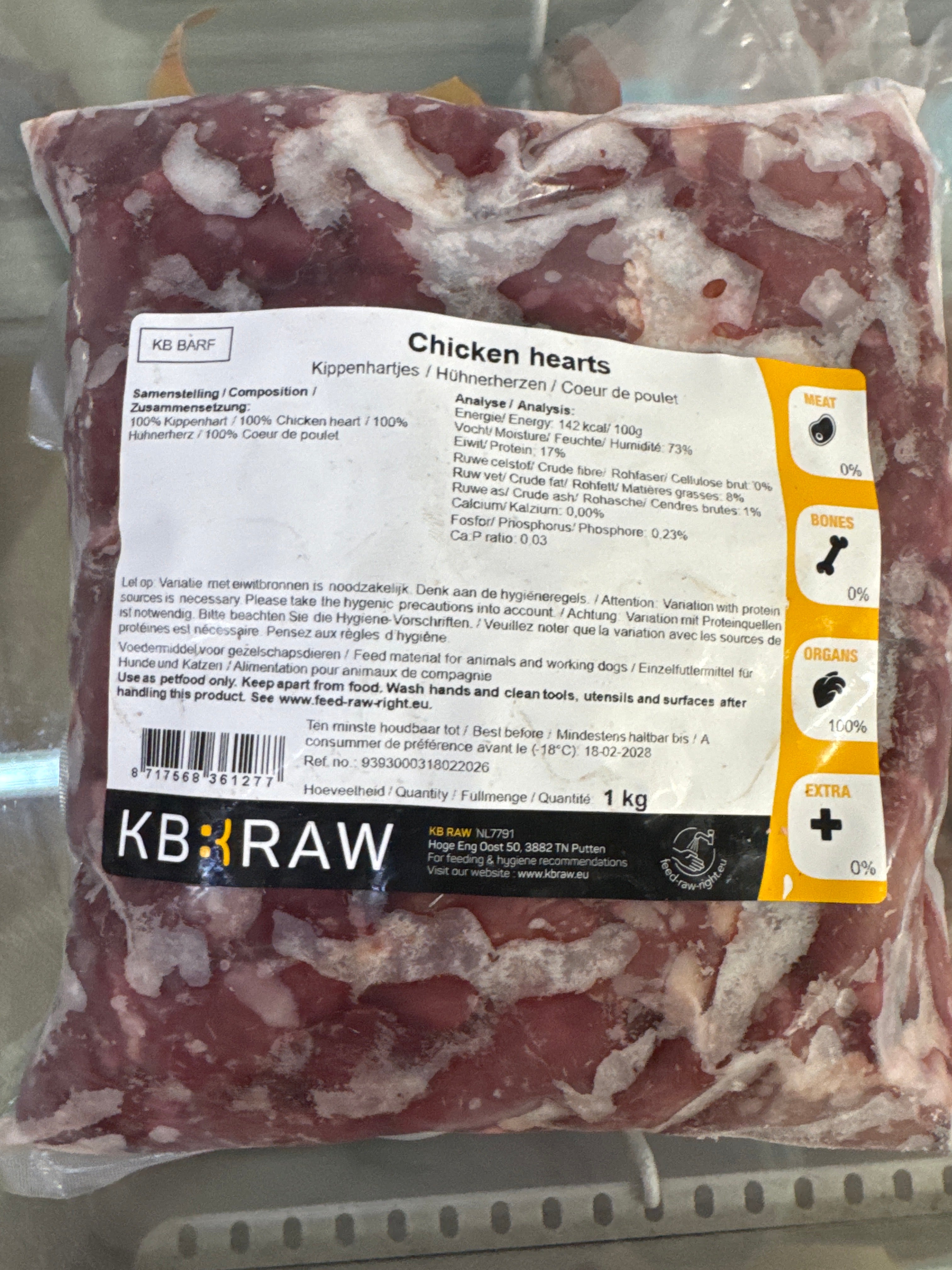 Frozen chicken hearts